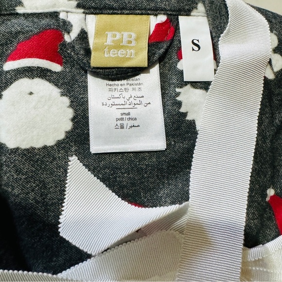 PB teen Pottery Barn organic flannel PJ set unisex SMALL NEW - Picture 4 of 6